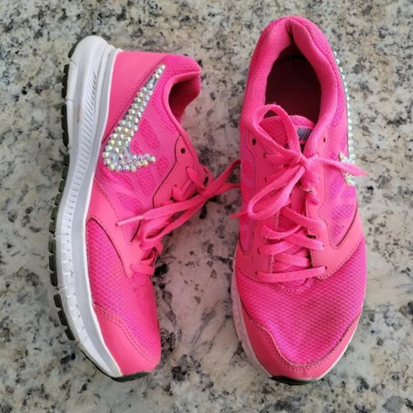 Nike sneakers with custom Swarovski crystals 7 pink